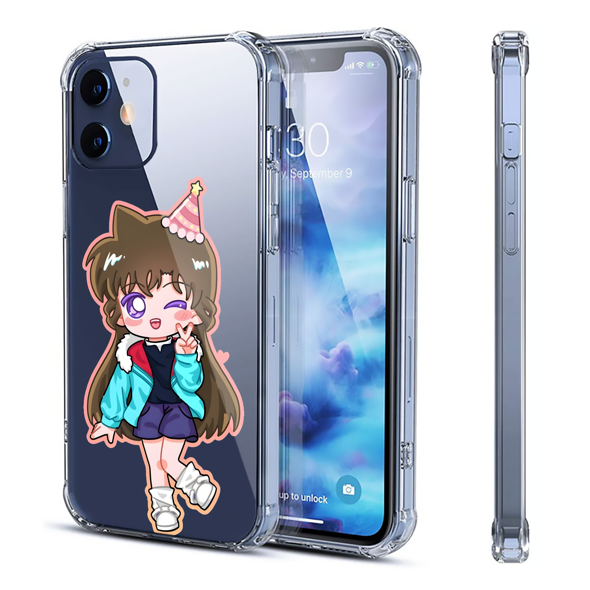 （画像用） 名探偵コナン 毛利 蘭 もうり らん、モーリ ラン Detective Conan Rachel Moore 【iPhone 12シリーズ対応】透明スマホケース（クリアソフトケース）